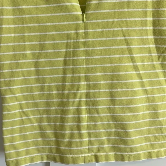 St. John's Bay Women's S Zip Neck Polo Tee Shirt Lime Green White Stripe Preppy - Picture 3 of 15